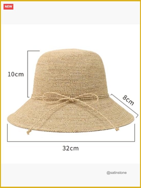 Handmade Raffia Straw Bucket Hat Foldable Floppy Sun Hat for Beach Summer main image 4